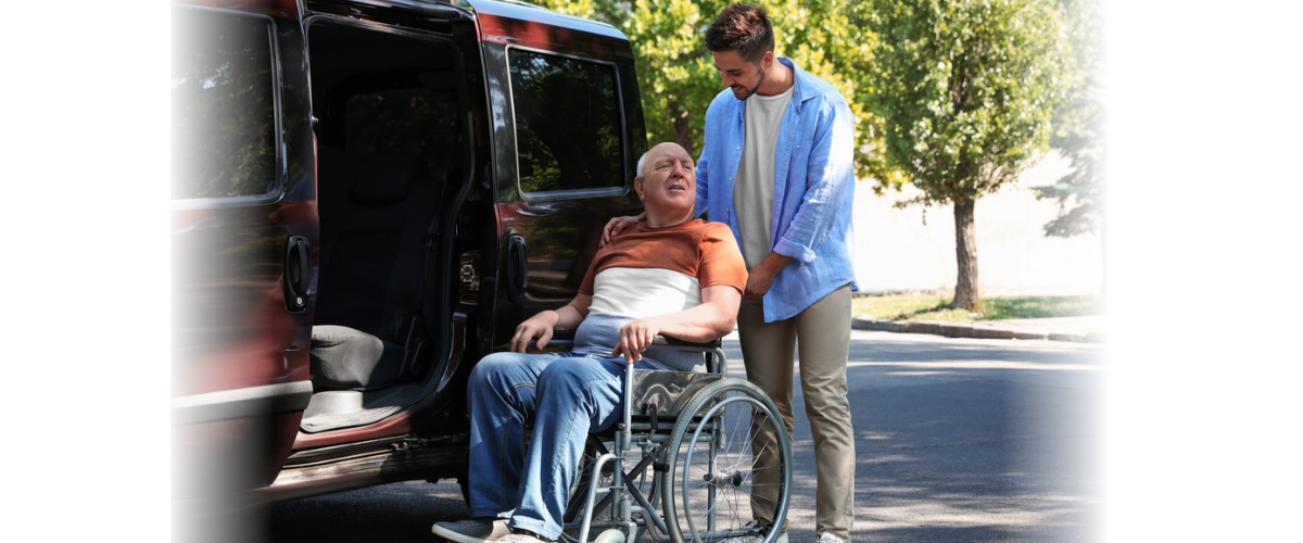 man helping the senior man